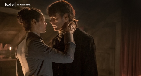 Claire (Caitriona Balfe) and Jamie (Sam Heughan) reunited in Outlander